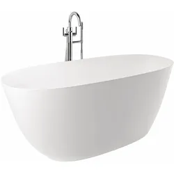 RESA O Badewanne 180 x 80 H58 cm Oval, Ablauf enthalten Mattweiß