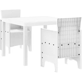 vidaXL Garten Essgruppe 3 pcs Weiß Polt Rattan