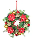 30,5 cm Weihnachtskranz Tisch Adventskranz mit 4 Kerzenhalter,Adventskranz Modern Künstlich,Adventskranz Deko Weihnachtstürkranz,Künstlicher Adventskranz,Geschmückt Weihnachtssterne, roten Beeren