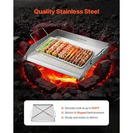 Vevor Grillpfanne 448 x 370 mm Edelstahl silber