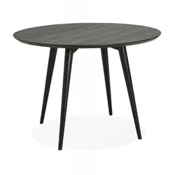 Runder Esstisch aus schwarzem Eschenholz | Skandinavischer Küchentisch mit natürlicher Maserung | Zeitloses Design | Kadima Design