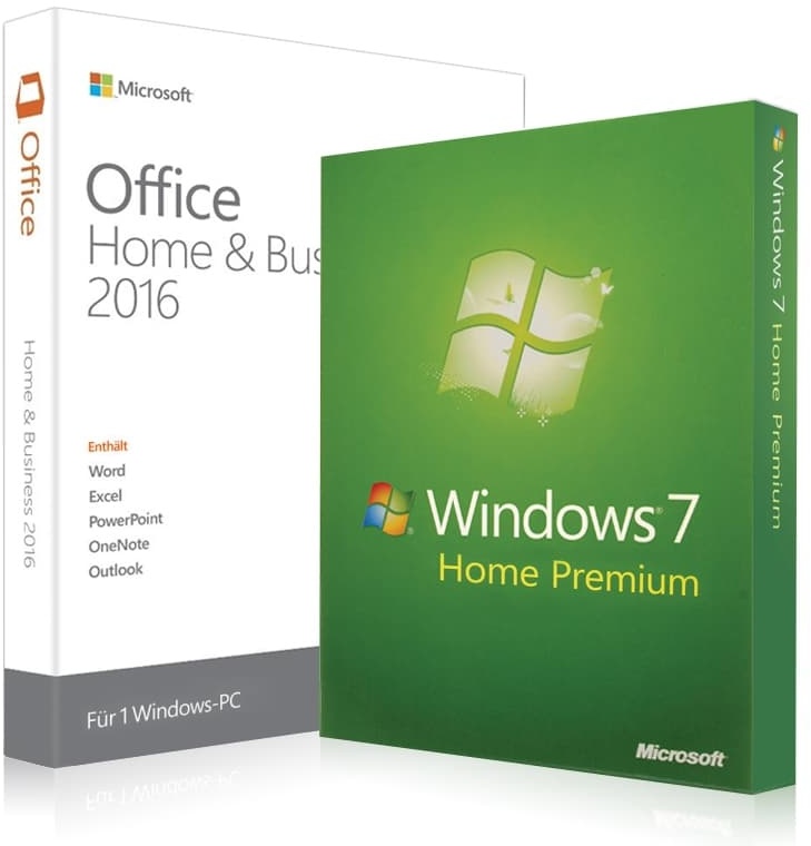 Windows 7 Home Premium + Office 2016 Home & Business OEM (DE)