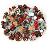 Adventskranz Deko,100 pcs Weihnachtskranz Deko,Adventskranz Selber Basteln,Deko Für Adventskranz,Weihnachtsgesteck Deko,Weihnachtsdeko Basteln,Tannenzapfen Deko