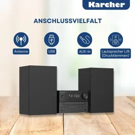 Karcher MC 6475D Stereoanlage Kompaktanlage mit DAB+ Radio, Bluetooth, USB und 20W RMS