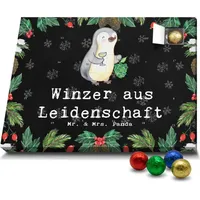 Mr. & Mrs. Panda Schoko Adventskalender Winzer Leidenschaft - Schwarz - Geschenk, Kollegin, Dankeschön, Firma, Schokoladen Adventskalender, Schenken - Schwarz