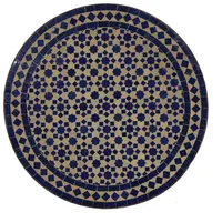 Casa Moro Gartentisch Marokkanischer Mosaiktisch Ø 60 cm rund Blau Stern Terracotta (Mosaik Beistelltisch Balkontisch Couchtisch, Sofatisch Terrassentisch Balkontisch), Kunsthandwerk aus Marrakesch Marokko MT2057 blau