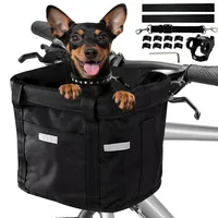 Bibykivn Fahrradkorb Vorne, Faltbar Wasserdicht Fahrrad Lenkerkorb, Abnehmbare Fahrradkorb für Haustiere mit Aluminiumrahmen, für Kleiner Hund, Einkaufen, Reisen (Schwarz Reflektierend)