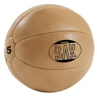 BAY-Sports Medizinball 5 kg Fitnessball klassische Profi Ausführung Vollball Kraftball, Trainingsball Kraftsport natur braun Kunstleder 5kg