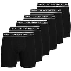 JACK&JONES Herren Boxershorts, 6er Pack - JACSOLID, Baumwoll-Stretch, einfarbig Schwarz L