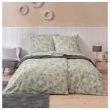 Estella Bettwäsche Estella Samt + Seide Flanell Bettwäsche 135x200 Molveno khaki Blätter, Flanell, 2 teilig - 2 Jahre Gewährleistung - mind. 14 Tage Rückgaberecht - Silber