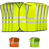 German Wear Warnweste 4 x Warnweste set (Spar-Set) 4x Warnweste Sicherheitsweste Auto Sicherheitswarnweste Pannenweste gelb M