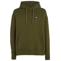 Tommy Jeans Relaxed Badge Hoodie in Olive, Größe M