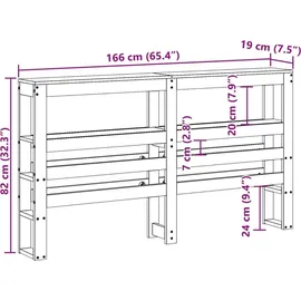 vidaXL Kopfteil mit Ablagen Wachsbraun 160 cm Massivholz Kiefer