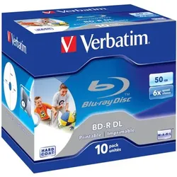 1x10 Verbatim BD-R Blu-Ray 50GB 6x Speed printable Jewel Case