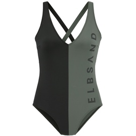 ELBSAND Badeanzug, Damen schwarz-oliv, Gr.34 Cup A/B,