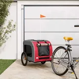 Runheo Fahrradanhänger Hunde in Rot und Grau mit Oxford-Gewebe und Eisenrahmen, faltbar und klappbar, 69x133,5x73,5 cm, mit Netzfenster und Belüftung, transportiert Hunde, Katzen