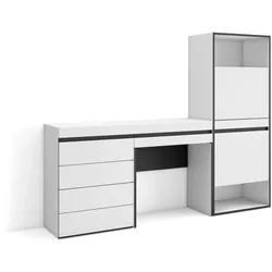 SKRAUT HOME Schuhschrank, Platzsparend, 187x35x145 cm, Schlafzimmer, Kommode, Frisiertisch, Modern, Weiß - 459_6