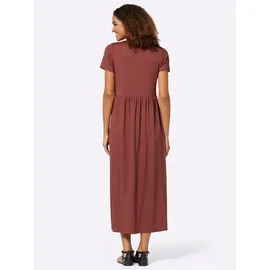 Casual Looks Jerseykleid Shirtkleid Unifarben Rotbraun 42