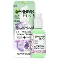Garnier Bio Anti-Aging Serum Crème, Anti-Aging Gesichtspflege mit Hyaluronsäure, Naturkosmetik für Frauen