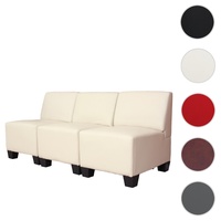 Mendler Modular 3-Sitzer Sofa Couch Lyon, Kunstleder ~ creme, ohne Armlehnen