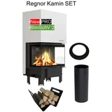 Kratki Kamineinsätze REGNOR 800/400 Sprossenverglasung 8 kW Ø 200 schwarze Verkleidung, 8,00 kW