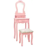 vidaXL Schminktisch-Set mit Hocker Rosa 50x59x136 cm Paulownia-Holz