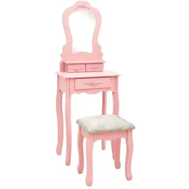vidaXL Schminktisch-Set mit Hocker Rosa 50x59x136 cm Paulownia-Holz