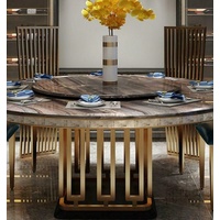 JVmoebel Esstisch, Luxus Runder Tisch Runde Tische Edelstahl Möbel Design braun