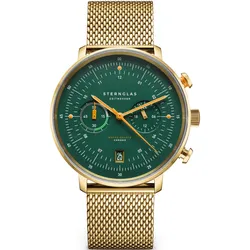 STERNGLAS - HAMBURG - CHRONO - EDITION VINTAGE - dunkelgrün - gold - milanaise gold / 42MM