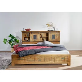 MASSIVMOEBEL24.DE Bett Mango 190x220x105 natur lackiert Railway 143