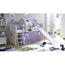 TICAA Rutschbett Ekki Country 90 x 200 cm Kiefer massiv weiß horse/lila