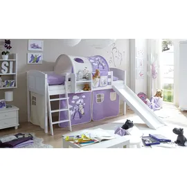 TICAA Rutschbett Ekki Country 90 x 200 cm Kiefer massiv weiß horse/lila