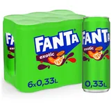 Fanta Exotic - mit intensivem Geschmack einer Mischung tropischer Früchte - spritzig-erfrischendes Softgetränk in Einweg Dosen (6 x 330 ml)