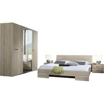 WIMEX Komplettschlafzimmer "Anna", silber (eiche sägerau, absetzung chrom), B/H: 180cm x 200cm, Spanplatte, Schlafzimmermöbel-Sets, Spar Set