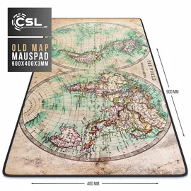 CSL Gaming Mauspad, XXL Schreibtischunterlage 900 x 400mm, Präzision & Geschwindigkeit, Old Map