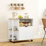 Homcom Küchenwagen-80L x 40B x 82H cm-Naturholz+Weiß | Gr.: onesize