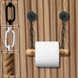 DEKAZIA® Toilettenpapierhalter Holz | Toilettenpapierhalter ohne Bohren schwarz | Klopapierhalter ohne Bohren | Klorollenhalter ohne Bohren | WC Papier Halterung | Klopapier Halterung WC Rollenhalter