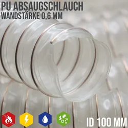 100 mm PU Saug Ansaug Druck Spiral Flex Staub Holz Metall Späne Schlauch Anlage ...