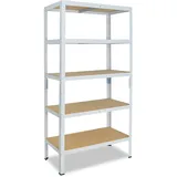 shelfplaza HOME Schwerlastregal in weiß mit 5 Böden und 175 kg Traglast pro Boden
