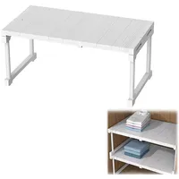 Erweiterbares Schrankregal, Verstellbare Kleiderschrank Organizer Rack, Stapelbar Aufbewahrungsorganizer Teleskopregal, Nagelfrei Teleskop Regaltrenner, T 24cm, H 32cm, Verstellbare Länge 67-88cm