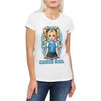 Urban Backwoods Print-Shirt Anime Comwboy Cheerleader Girl Damen T-Shirt American Football (1-tlg) Rockabilly Texas Blue Team weiß S