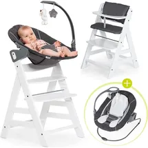 hauck Alpha+ white inkl. Alpha Bouncer Deluxe melange grey und Sitzauflage