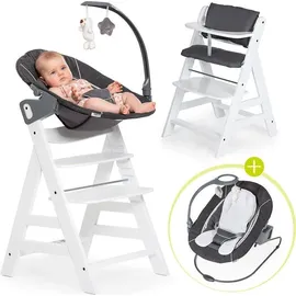 hauck Alpha+ white inkl. Alpha Bouncer Deluxe melange grey und Sitzauflage
