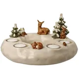 GOEBEL "Winterwald, Weihnachtsdeko", bunt, B:27cm H:14cm, Steingut, Kerzenhalter, Adventskranz, Steingut