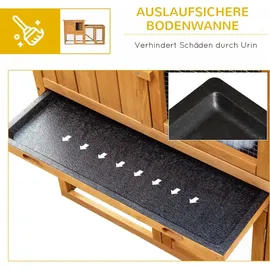 PawHut Kaninchenstall mit herausnehmbarer Bodenwanne und Rampe 141 x 60 x 86 cm orange