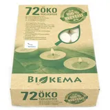 Öko-Teelichter Ø38 mm, BIOKEMA, ohne Alu-Hülle, Brenndauer ca. 4h, 72 St.