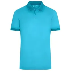 Herren Melange Poloshirt JN706, türkis-melange/türkis, Größe L - türkis - L