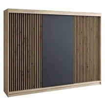 A&J MöbelLand Schwebetürenschrank IOSA 200 x 215 x 59,5 cm Schwarz