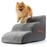 Hundetreppe 40 cm 3 Stufen Für Bett und Sofa Mit abnehmbarem Bezug - Grau