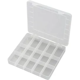 TRU Components PP15-01 Sortimentskasten (L x B x H) 200 x 175 x 26 mm Anzahl Fächer: 15 feste Unterteilung Inhalt 1 St.